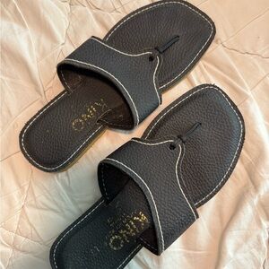 Men's Black Leather Sandals